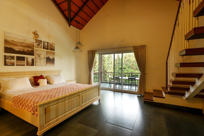 Duplex Villa interior with wooden rafters