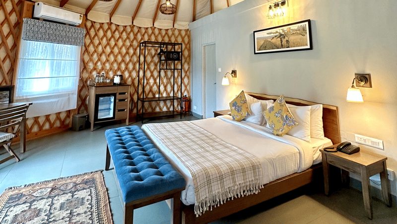 Interior view of Luxury Machaan Yurt