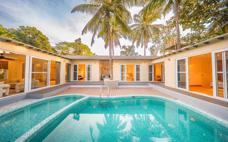 Courtyard pool with the villa on three sides.