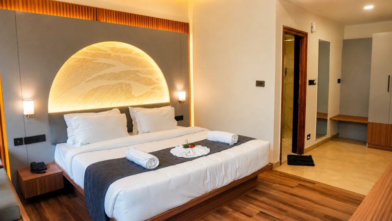 The Suite Room at The Lovedale — our largest layout, garden-side with a private balcony
